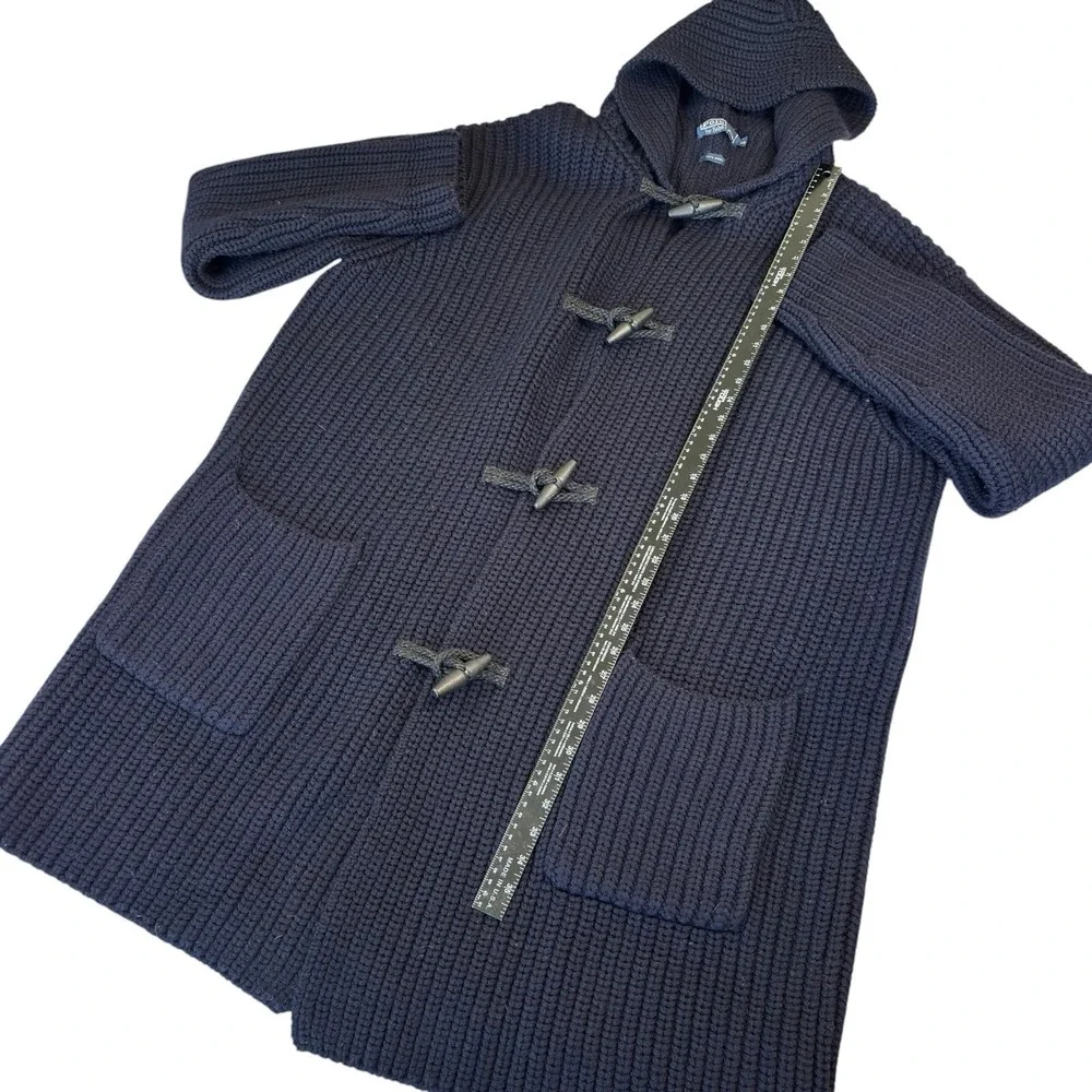 VTG 90s Polo Ralph Lauren Toggle Hooded Knit Long Trench Wool Sweater Jacket‎ XL